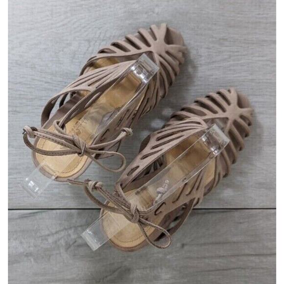 Schutz Womens Made in Brazil Nude Cut Out Ankle Wrap Stiletto Heels sz 6 - Picture 7 of 11